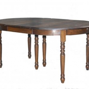 table ronde en chene massif avec une allonge