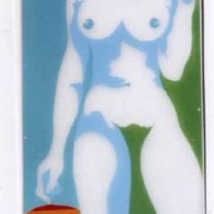 Espace muséal : « Le Peintre »/1970/Evelyne Axell/émail sur plexiglas/147 x 51 cm © « ADAM Design Museum »
