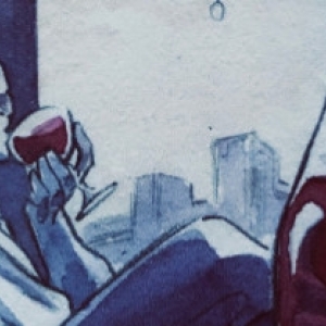 « Blacksad » en pleine dégustation © Juanjo Guarnido/Photo : Alexandre Abellan/2020