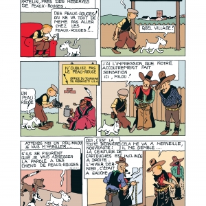 Scène avec l'Indien/3è case/version colorisée/2020 © Hergé-Moulinsart/2021