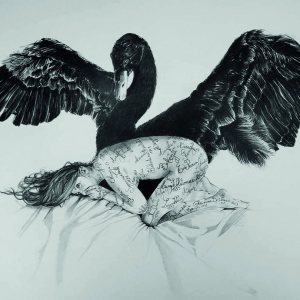 N° 33 de la rue Henri Linchet/Flawinne : "Leda et le Cygne" © Murielle Lecocq