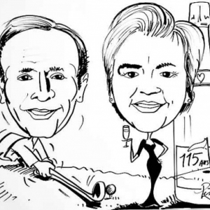 caricature golf et champagne caricature golf et champagne