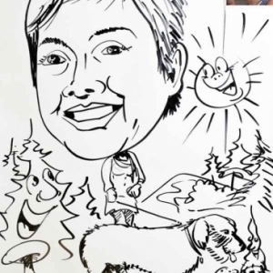 caricature minute Marie Ange et son chien