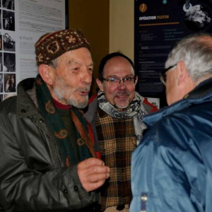 2011, célébration du 50ième anniversaire de l’ouverture de la Grotte de Hotton au public. De gauche à droite - Bernard Magos, Daniel Vanden Bosch, et Jean-Marie Lesage reporter pour Ardennes Magazine. Ph – André Vanden Bosch.