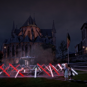 Tétra, Module, Nicolas Paolozzi, Baptiste Martineau Mons en Lumières 2026 © Ville de Mons © Oswald Tlr