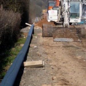 Les travaux d'enfouissement en cours a l'entree de Malmedy ( route de Bellevaux )