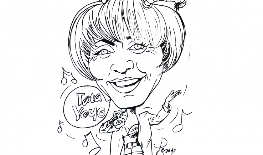 Annie Cordy et son tube Tata Yoyo. Caricature Jean-Marie Lesage