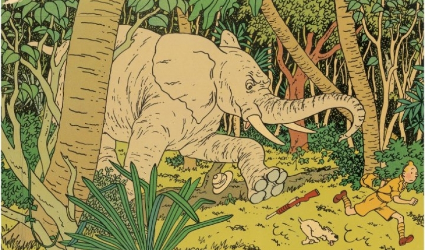 Projet de puzzle (1943) inspiré de "Tintin au Congo" © Hergé-Moulinsart-Géo/2021