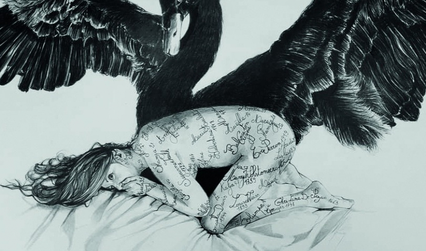 N° 33 de la rue Henri Linchet/Flawinne : "Leda et le Cygne" © Murielle Lecocq